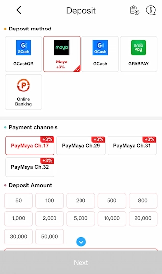 💥Step 1: select the Maya wallet deposit method.