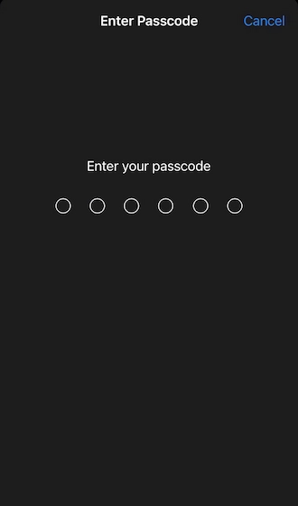 💥Step 5: Enter your mobile device's passcode.