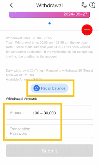 💥Step 4: Enter the withdrawal amount and transaction password. 