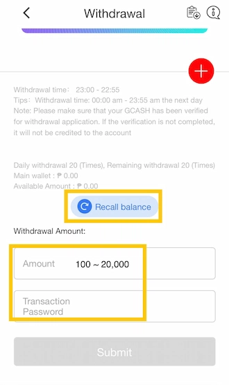 💥Step 3: Enter the withdrawal amount and transaction password. 